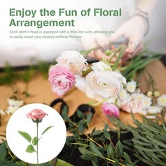 50 Pcs Rose Stems with Leaves & 50 Pcs Flower Calyxes Set – Fake Flower Stems
