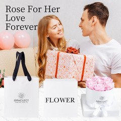 Graclect Flowers for Delivery Prime – Preserved Roses Pink in White Box