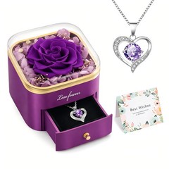 Beferr Birthday Gifts for Women Preserved Real Rose with 16 cm, A Purple