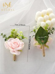 Wrist Corsage and Boutonniere Set2pcs, Artificial Silk Rose Pink Wrist Flower…
