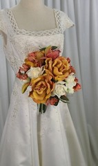 Rose, Peaches and Cream Faux Silk Bridal Bouquet