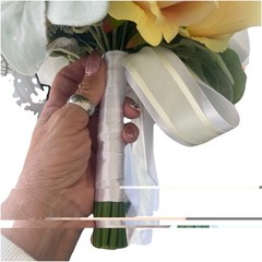 Yellow White Rose Small Peonies Artificial Wedding Bridal Bouquet Flowers New