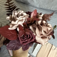 Ling’s Moment Flowers Wedding Bouquets Bridesmaid Set Of 3 Burgundy Dusty Rose