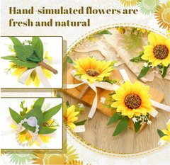 20 Pcs Sunflower Wrist Corsage and Boutonniere Set