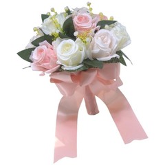 Realistic White Pink Flower Bridal Rose Bouquet Artificial Wedding Decor
