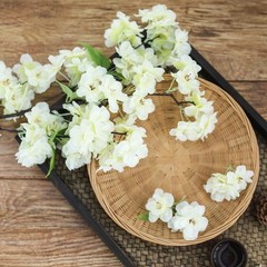 4 IVORY 40″ tall Bushes with Silk Cherry Blossoms Flowers Party Wedding Bouquets