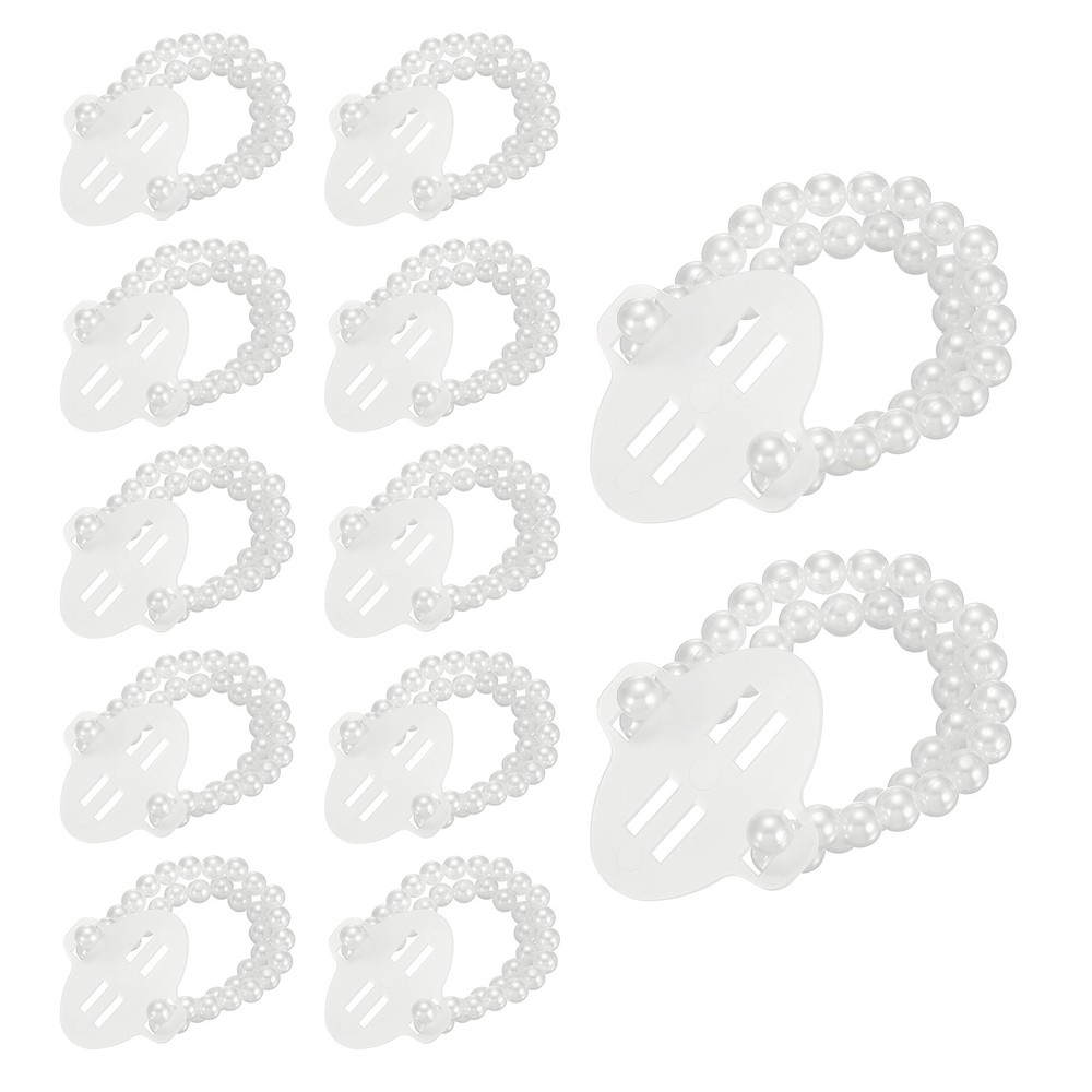 24 Pcs Pearl Corsage Wristlet, Elastic Wrist Corsage Bracelets Bands, White