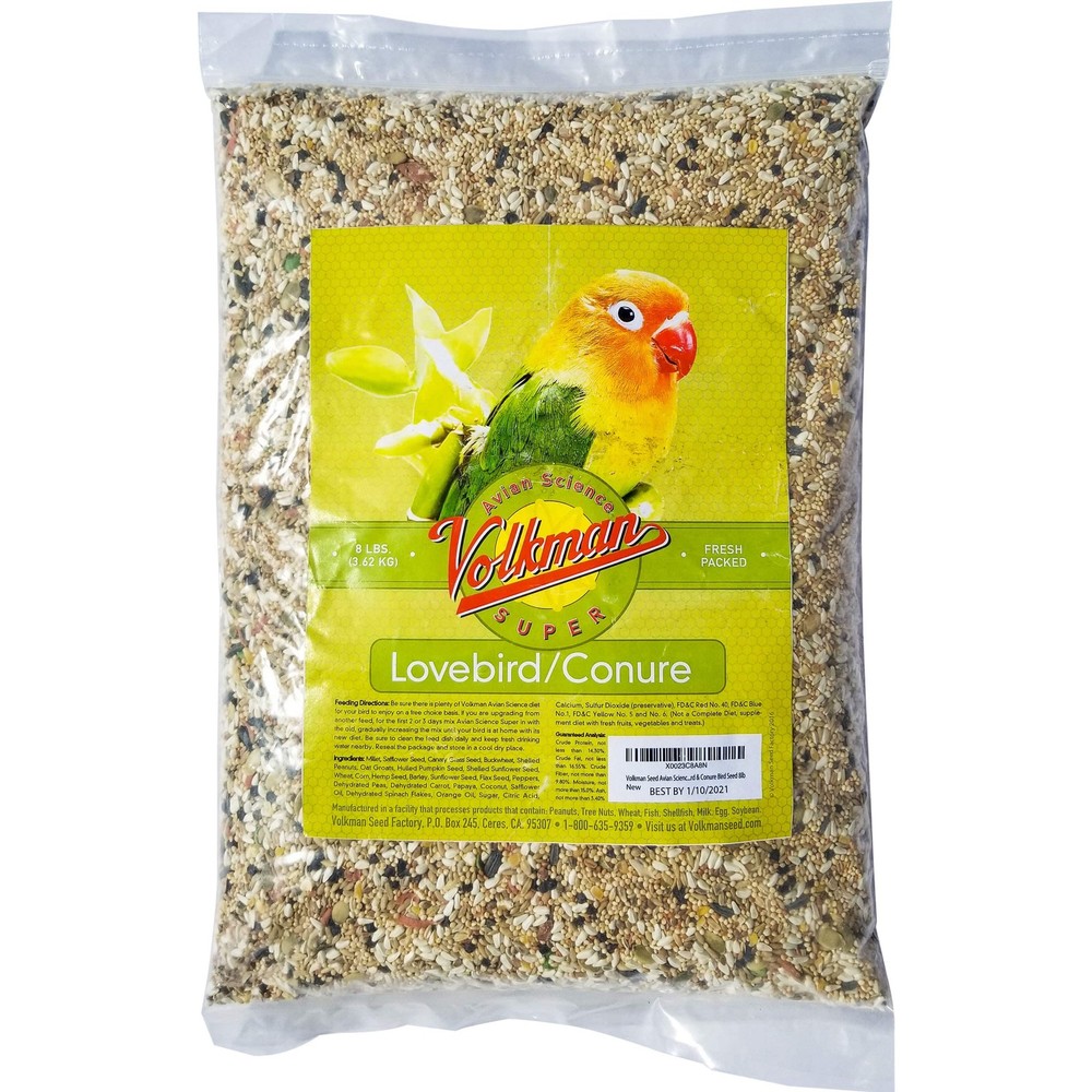 Volkman Seed Avian Science Lovebird & Conure Bird Food 8 lb – High-Quality Diet