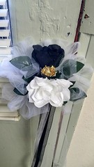 12pc wedding pew bows White Black & Gold Rush orders Available & Any Color