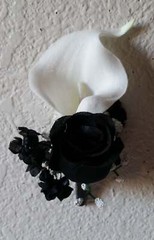 Black White Rose Calla Lily Bridal Wedding Bouquet Accessories
