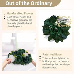 Green Flower Ball Centerpieces: 2 Pcs Forest Green & Hunter Green & Ivory
