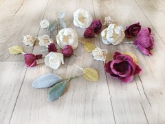 Fuchsia Bridal Bouquet Sola Wood Flower Dark Pink Ivory White Bridesmaid Corsage