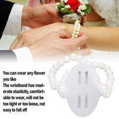 10 Pcs Pearl Wrist Corsage Bracelet Elegant White Pearl Elastic Wedding Band