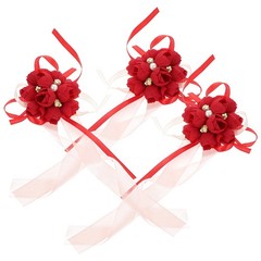 3 Pcs Cloth Wrist Flower Bracelets Rustic Wedding Wristlet Prom Party Decor