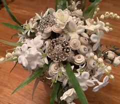 White Button & Brooch Bridal Bouquet – Lovely, Elegant & Romantic