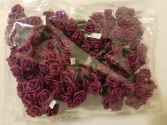 Lot 144pcs Burgundy Satin Ribbon Roses Flowers 12mm 1/2″ 1/2 Inch on Wire Stem
