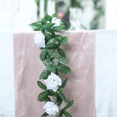 6 feet White 3D Chain GARLAND SILK ROSES Wedding FLOWERS Bouquets Party Home