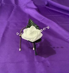 Real touch white rose and crystal boutonnière