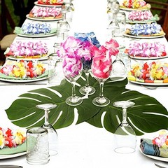 60 Pcs Large 13″ Tropical Leaves Artificial Green Monstera Leaves Palm Leaf