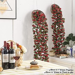 6 Pcs x 8.2 ft Flower Garland Artificial Rose 6 Vines 49FT Spring-red-6pcs