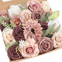 Dusty Rose Mauve Artificial Flowers Fake Roses Peony and Vintage Dusty Rose