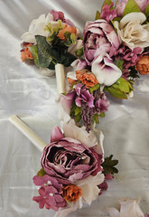 Sunset Wedding Bouquet – 11 Pc Wedding Bouquet Set, Ivory, Pink, Orange, Purple