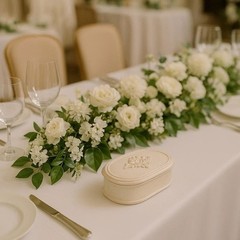White Artificial Rose Flower Row 100cm – Luxury Wedding Table Centerpiece Floral