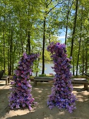 Purple Rose Hyacinth 5D Flowers Arrangement Decor Horn Arch Wedding Backdrop