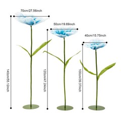 Artificial Flowers 3pcs Light Blue Wedding Aisle Decor With Base Adjustable Stem