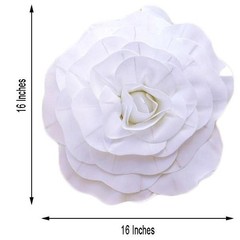 4 pcs 16″ White Artificial Large Roses Flowers Wall Backdrop Party Wedding