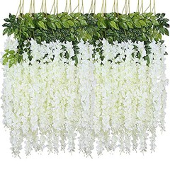 Fake Hanging Flowers – 12 Pieces 3.75 Feet/Piece Artificial Wisteria Vine