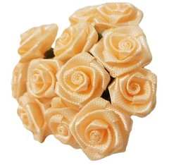 Lot of 144pcs Peach Satin Ribbon Roses Flowers 12mm 1/2″ 1/2 Inch on Wire Stem