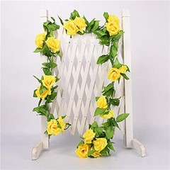 canjoyn 2 Pack 4.2 Feet/Piece Artificial Flower Vine Rattan Hanging Silk Rose