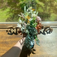 Beautiful Bridal Wedding Bouquet Budget Handmade Faux Flowers Pink Red Brown