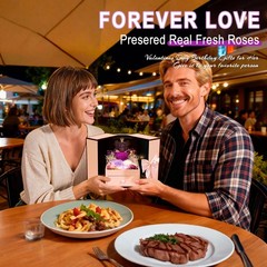 Valentines Day Gifts for Her Preserved Real Rose with Bear Flower-purple