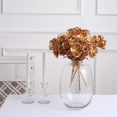 2 Metallic Gold 17 in Artificial Rose FLOWER Bouquets Party Events Decorations