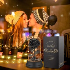 Deluxsa Forever Preserved Black Rose Birthday Gifts for middle,