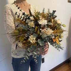 Beautiful Bridal Wedding Bouquet Budget Friendly Faux Flowers White Yellow Black