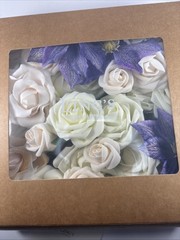 25 Ling’s Moment Artificial Foam Ivory Dusty Pink Roses Stems & Leaves Flowers