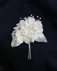 36 Flower. Pearls w/ a Spray On The Satin Flowers of The Bride. 3 Flower x 12