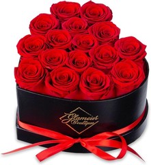 GLAMOUR BOUTIQUE 16 Flower Forever Heart Shape Box, Eternal Preserved Roses Gift