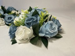 Bouquet Centerpiece Silk Flower Ball-WHITE/BLUE- Event Decor Wedding LOT OF TWO