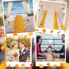 2000 Pcs Orange Yellow Rose Petal for Wedding Decorations Fake Silk Rose Flower