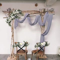Wedding Arch Flowers,3Pcs Set White Rose Decorative Floral Swags, Artificial Gre