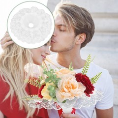 2Pcs Reusable Lace Bridal Bouquet Collars for DIY Wedding Floral Handles White