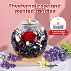 NERCHVO Valentines Birthday Gifts for Women Preserved Roses in Glass Dome Red