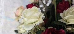 Red and White Floral Bouquet – Wedding Bridal Bridesmaid Bouquet – Decorative