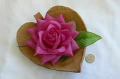 HOT PINK 14cm Across with Leaves & Stem TROPICAL BRIGHT Selection Fabric ROSE HU