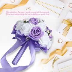 Romantic Artificial Wedding Bouquet For Bridal Holding – Purple Popular