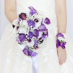 Emivery Calla Lily Wedding Bouquet Cascading Bridal Bouquet Artificial Purple…